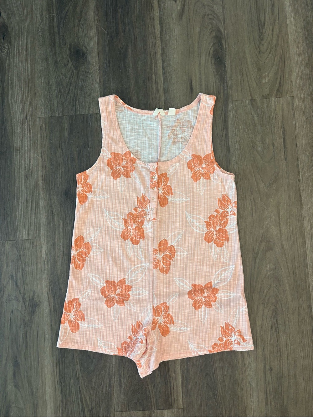 Roxy Peach-Pink Ribbed Romper